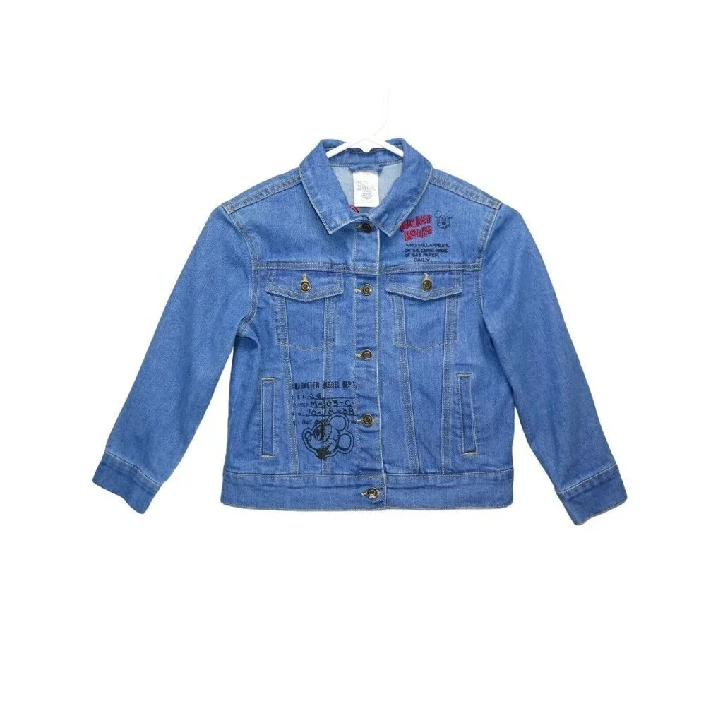 Disney Brand Original Mickey Mouse Denim Jacket Embroidered Size 5/6‎ Unisex